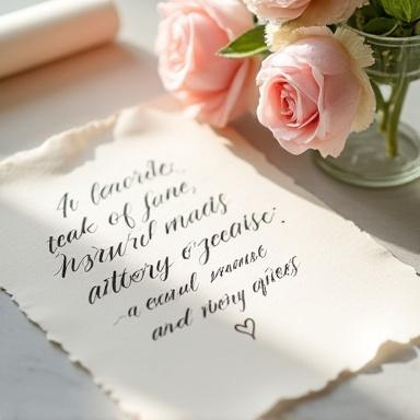 花を添えた書道ギフト (Calligraphy gift accompanied by flowers)